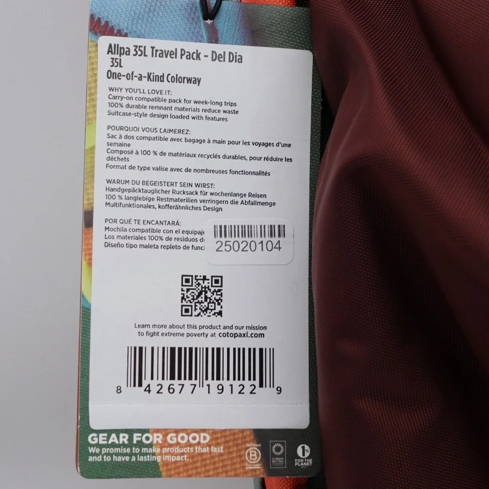 NEW Cotopaxi Allpa 35L Del Dia Travel Pack Backpack One of a Kind Color - Picture 3 of 9